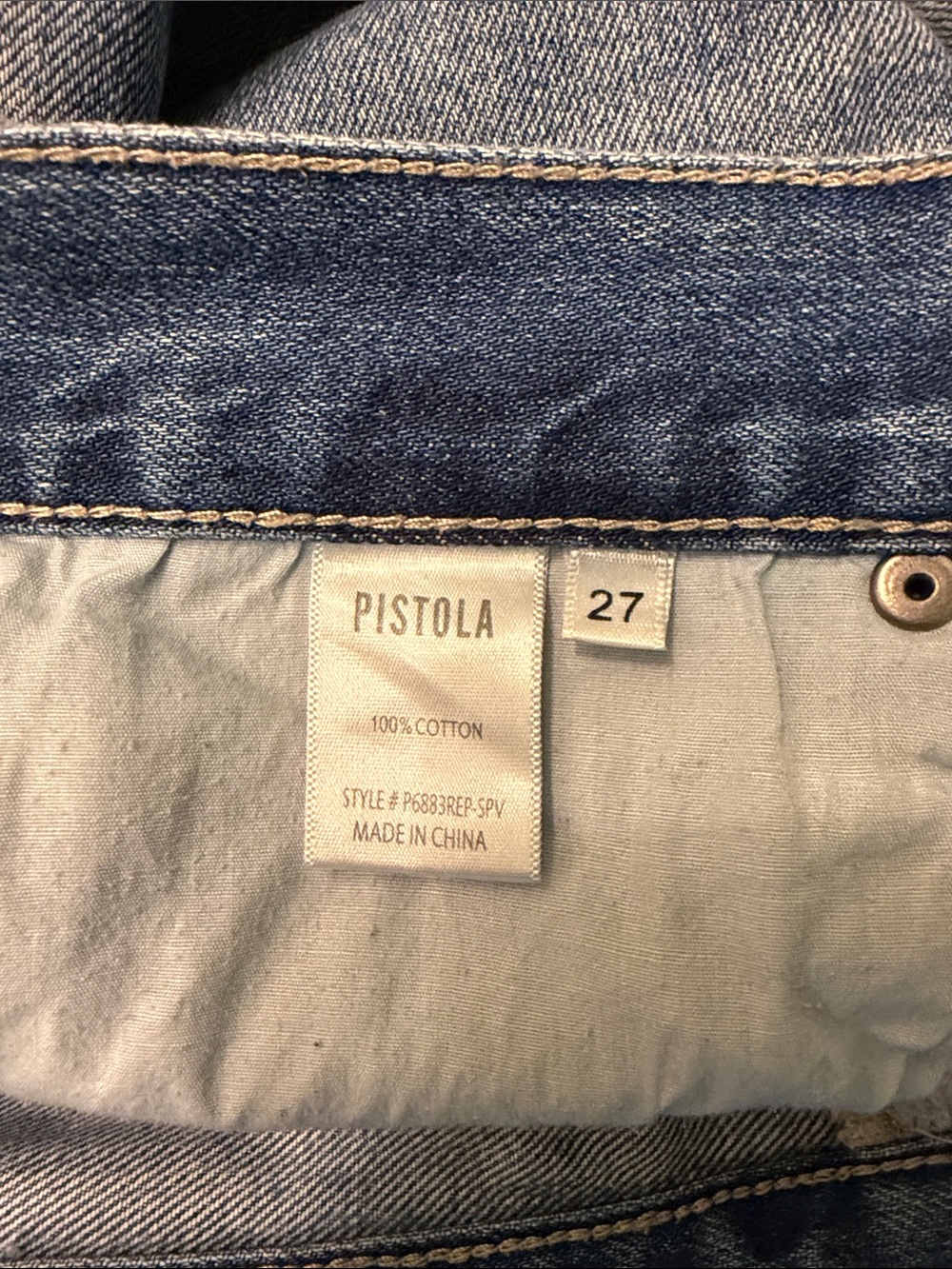 Pistola Star Embroidered Straight Leg Jeans 27 Blue Denim High Rise Grover - Picture 4 of 6